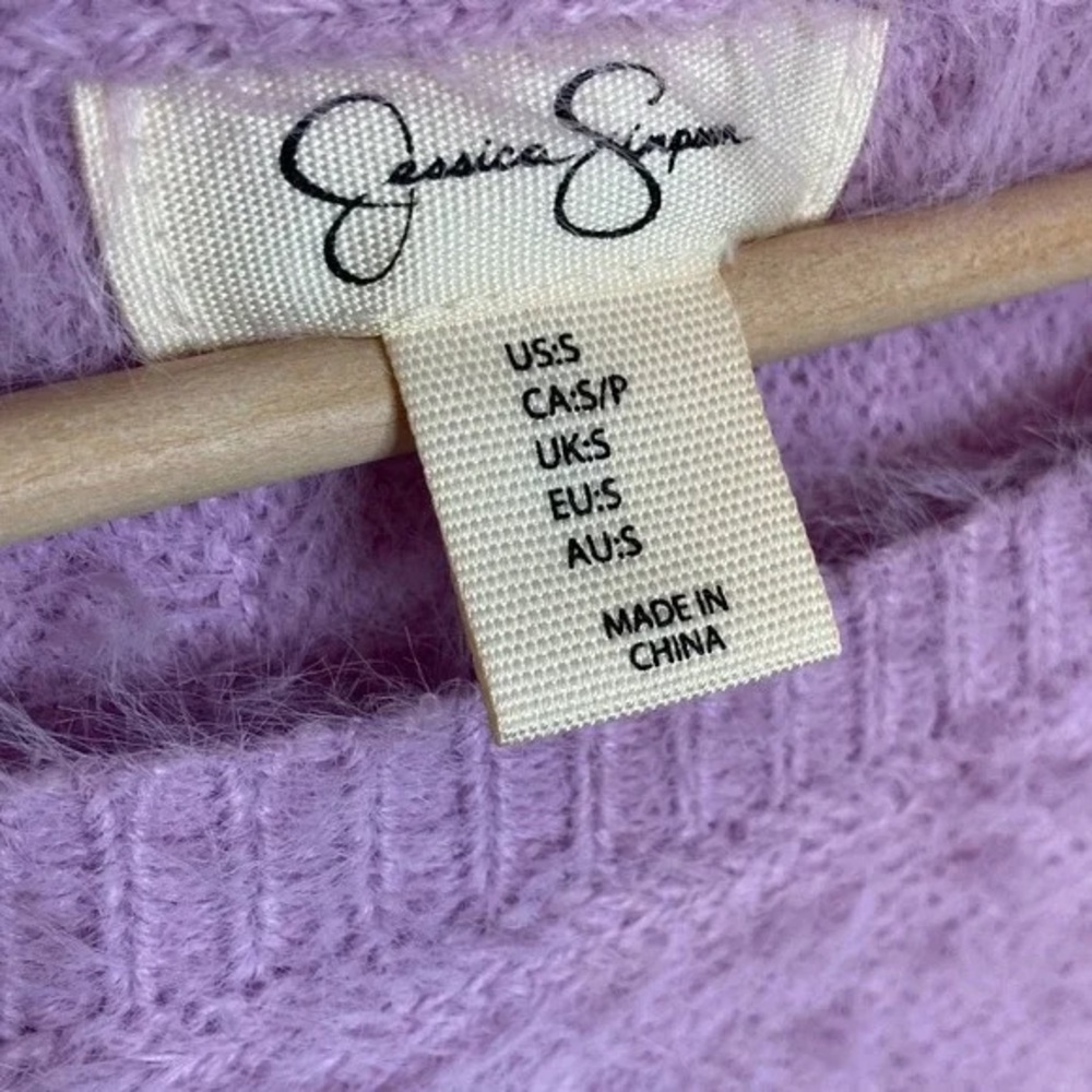 #2 NWT Jessica Simpson Lavender Eyelash Cropped Sweater LARGE - Picture 5 of 10